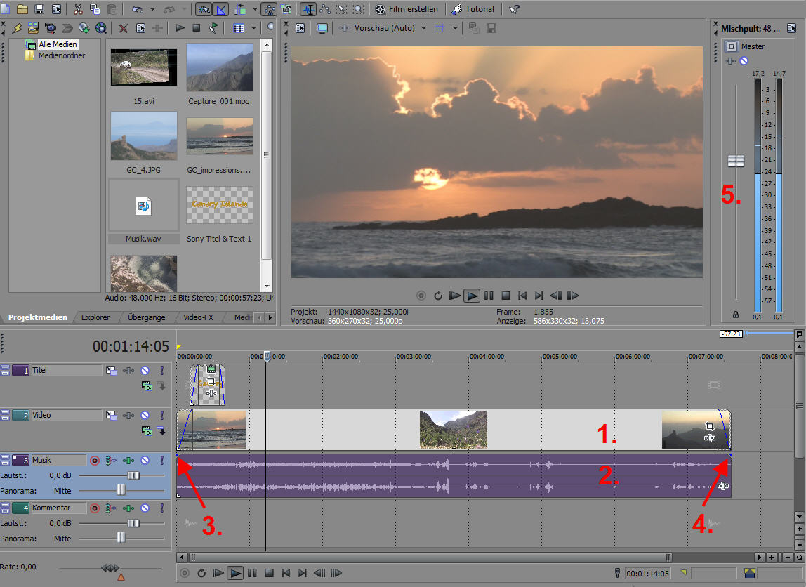 Sony Vegas Teil 1 Audio bearbeiten Film Bearbeitung