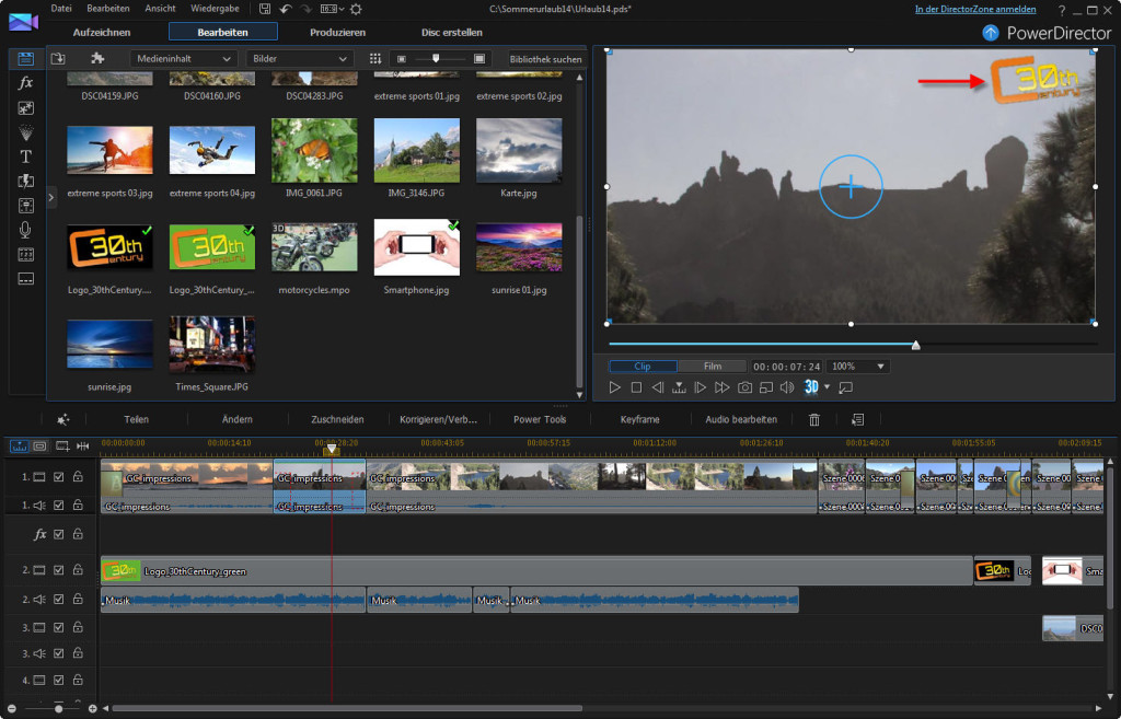 ChromakeyEffekt mit Logo in PowerDirector 13 Film Bearbeitung