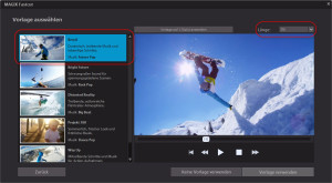 MAGIX FASTCUT - Vorlage auswählen