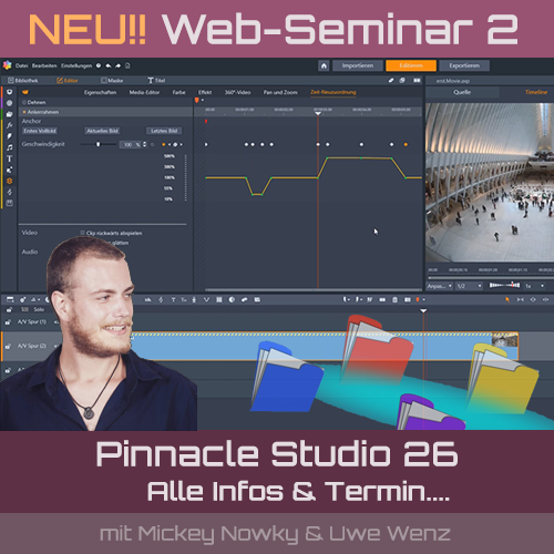 NEU!! WEB-Seminar 2 für Pinnacle Studio 26 (alle Versionen) von 30th Century